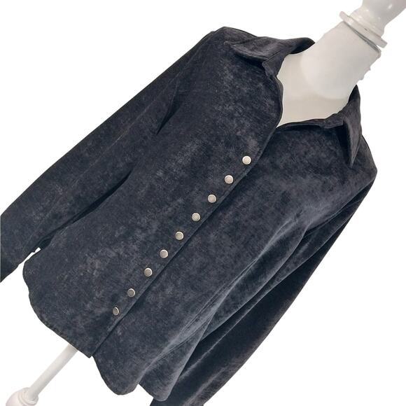 NWOT! CHRISTOPHER & BANKS! BLACK CRUSHED VELVET FULL SNAP FRONT TOP! SZ XL - Picture 9 of 9